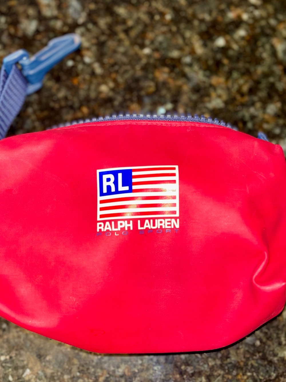 Ralph Lauren Red Polo Sport Crossbody Pouch with Blue Accent